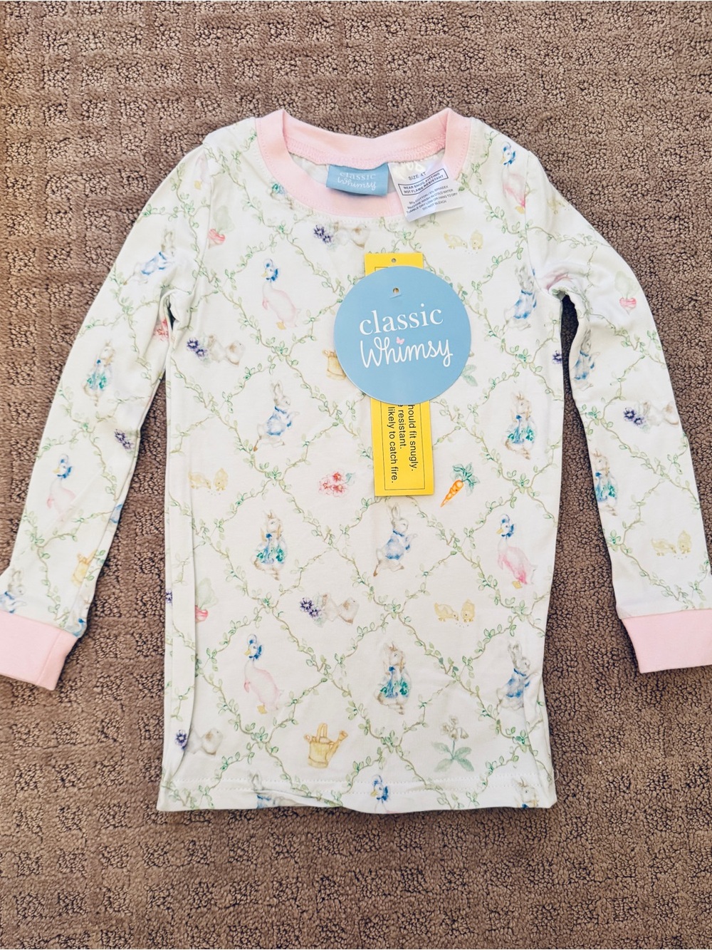 NWT Classic Whimsy Storybook Rabbit Pink Pajama Top